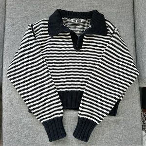Like new Ciao Lucia Navy and White Striped V-Neck Sweater